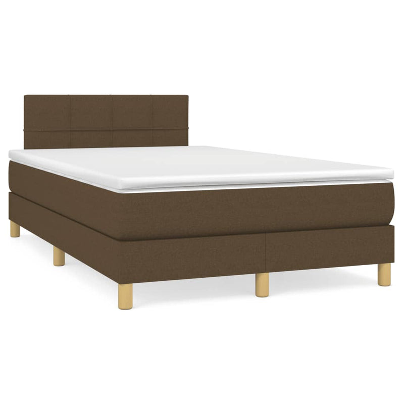 Pat box spring cu saltea, maro închis, 120x190 cm, textil