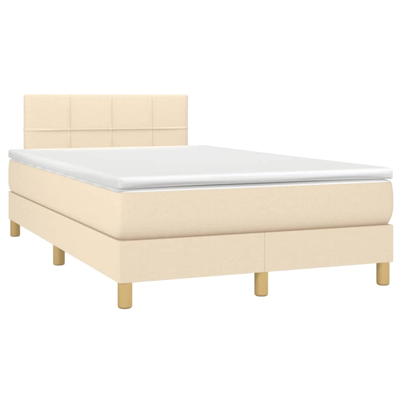 Pat continental cu saltea, crem, 120x190 cm, textil