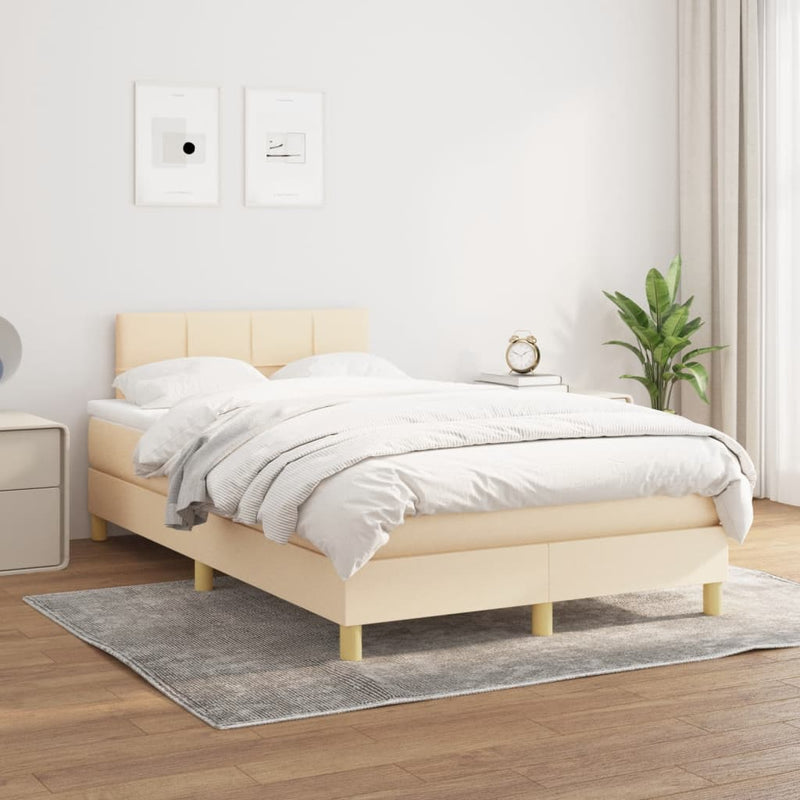 Pat continental cu saltea, crem, 120x190 cm, textil