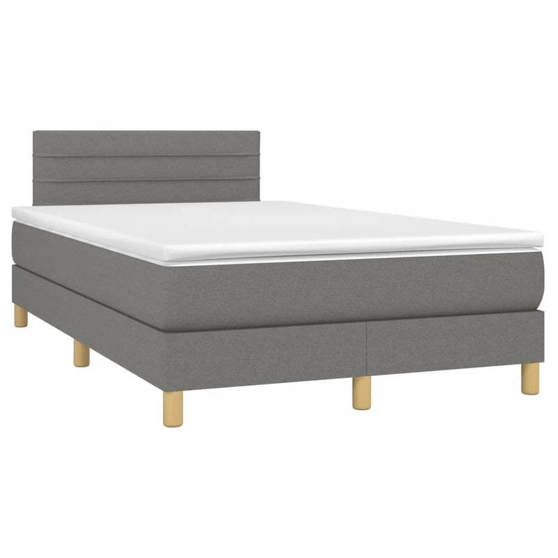 Pat box spring cu saltea, gri închis, 120x190 cm, textil
