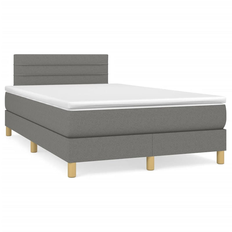 Pat box spring cu saltea, gri închis, 120x190 cm, textil