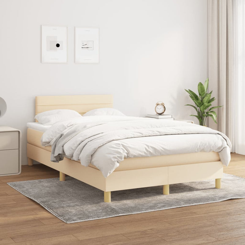 Pat continental cu saltea, crem, 120x190 cm, textil