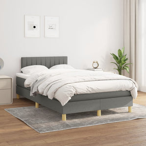 Pat box spring cu saltea, gri închis, 120x190 cm, textil