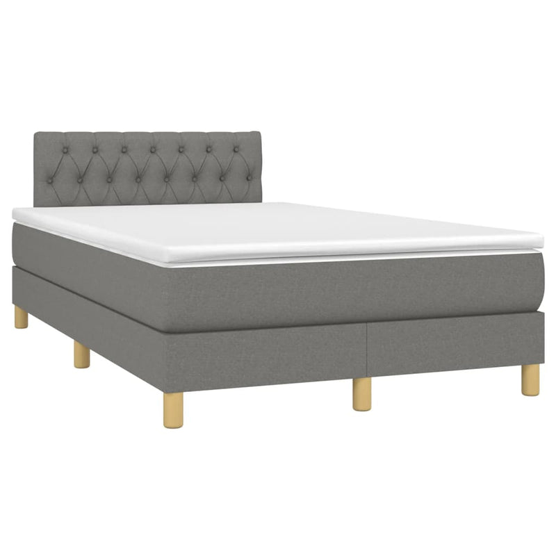 Pat box spring cu saltea, gri închis, 120x190 cm, textil