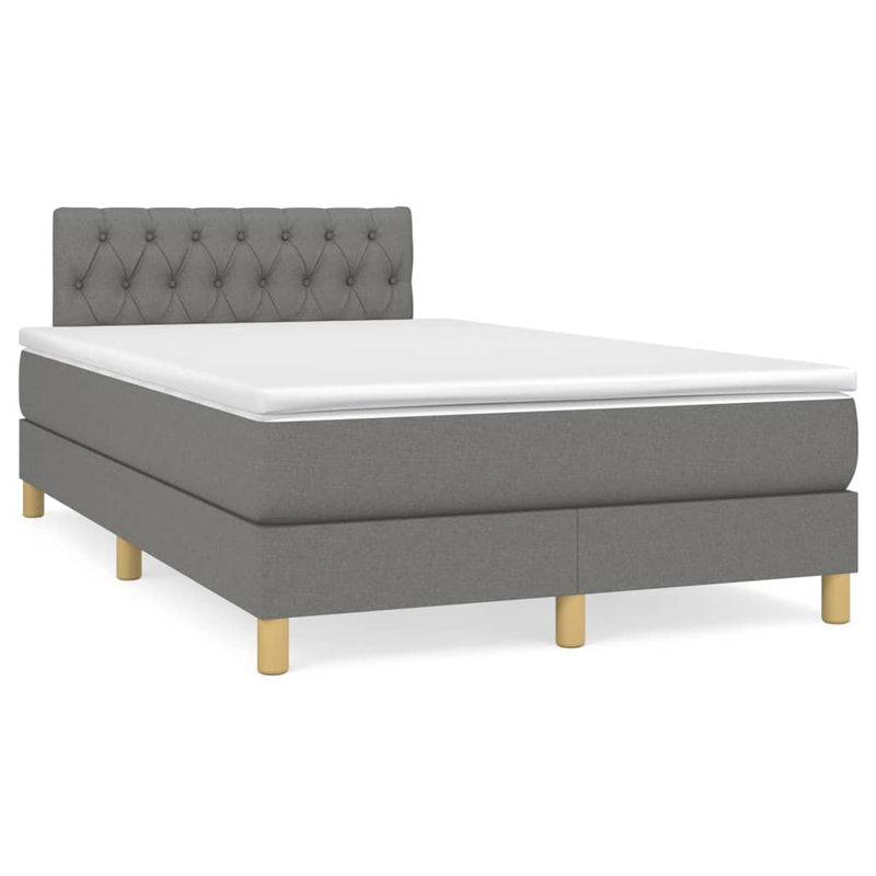 Pat box spring cu saltea, gri închis, 120x190 cm, textil