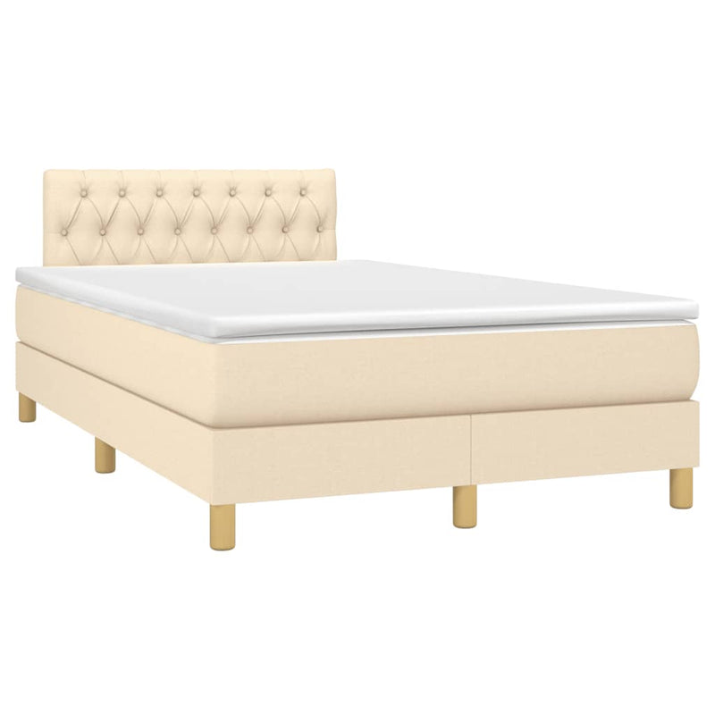Pat continental cu saltea, crem, 120x190 cm, textil