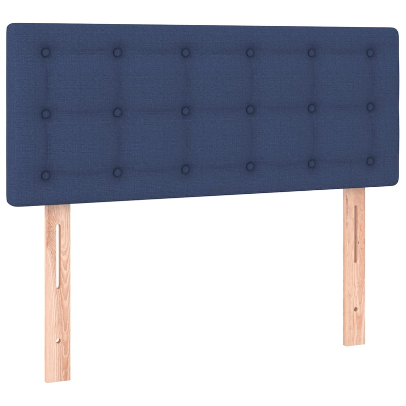 Pat box spring cu saltea, albastru, 120x190 cm, material textil