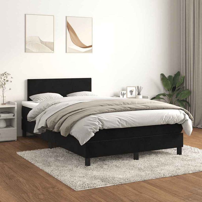 Pat box spring cu saltea, negru, 120x190 cm, catifea