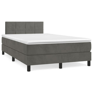 Pat box spring cu saltea, gri închis, 120x190 cm, catifea
