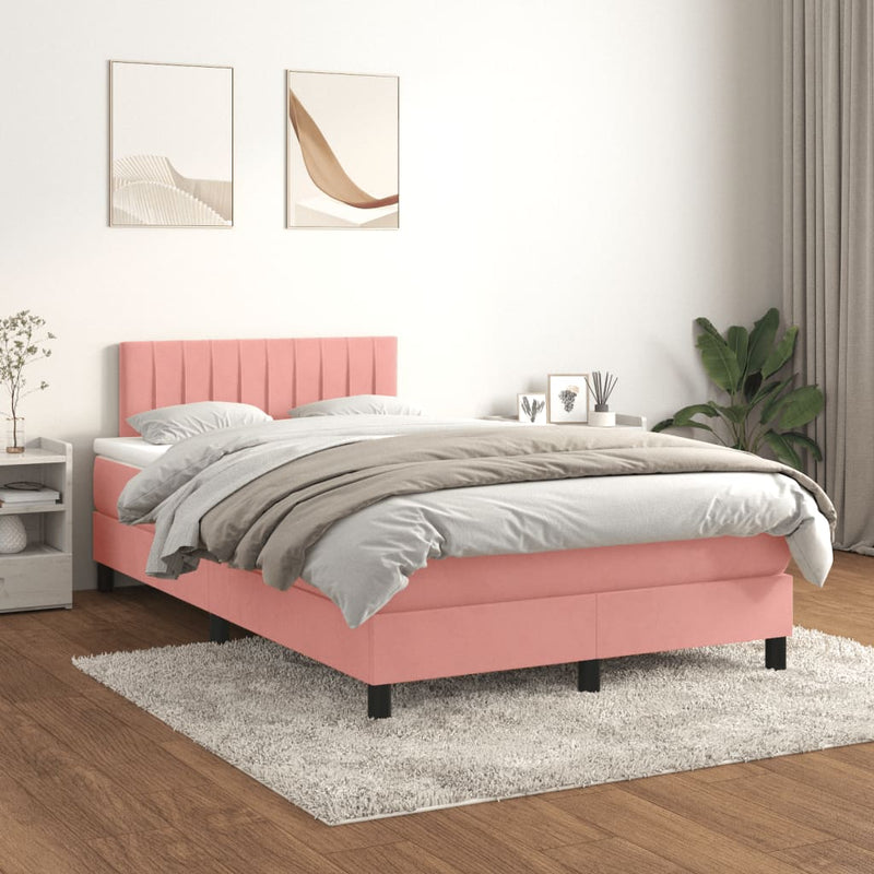 Pat box spring cu saltea, negru, 120x190 cm, catifea