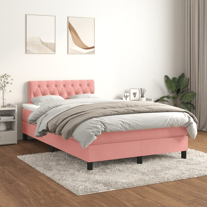 Pat box spring cu saltea, negru, 120x190 cm, catifea