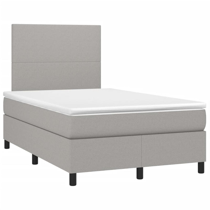 Pat box spring cu saltea, gri deschis, 120x190 cm, textil