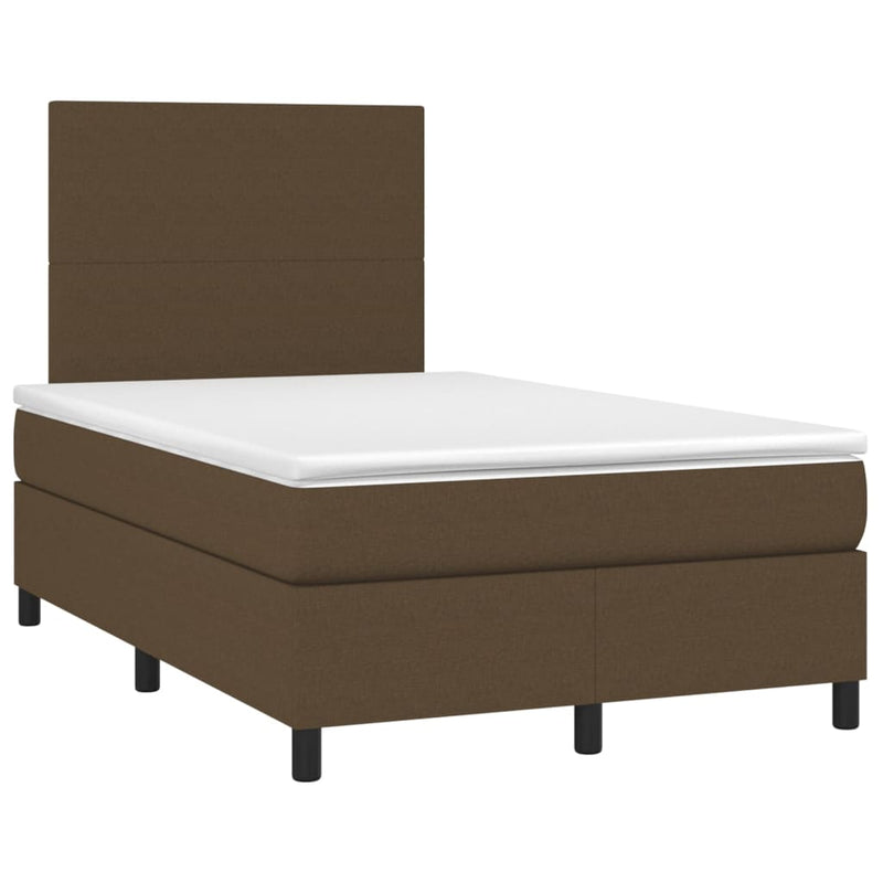 Pat box spring cu saltea, maro închis, 120x190 cm, textil