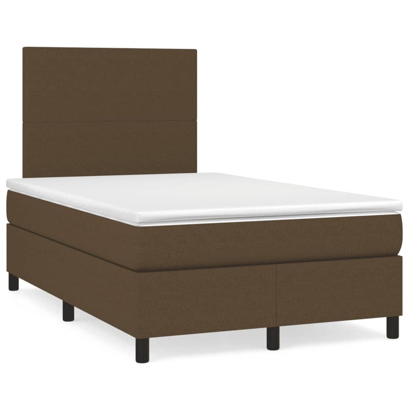 Pat box spring cu saltea, maro închis, 120x190 cm, textil