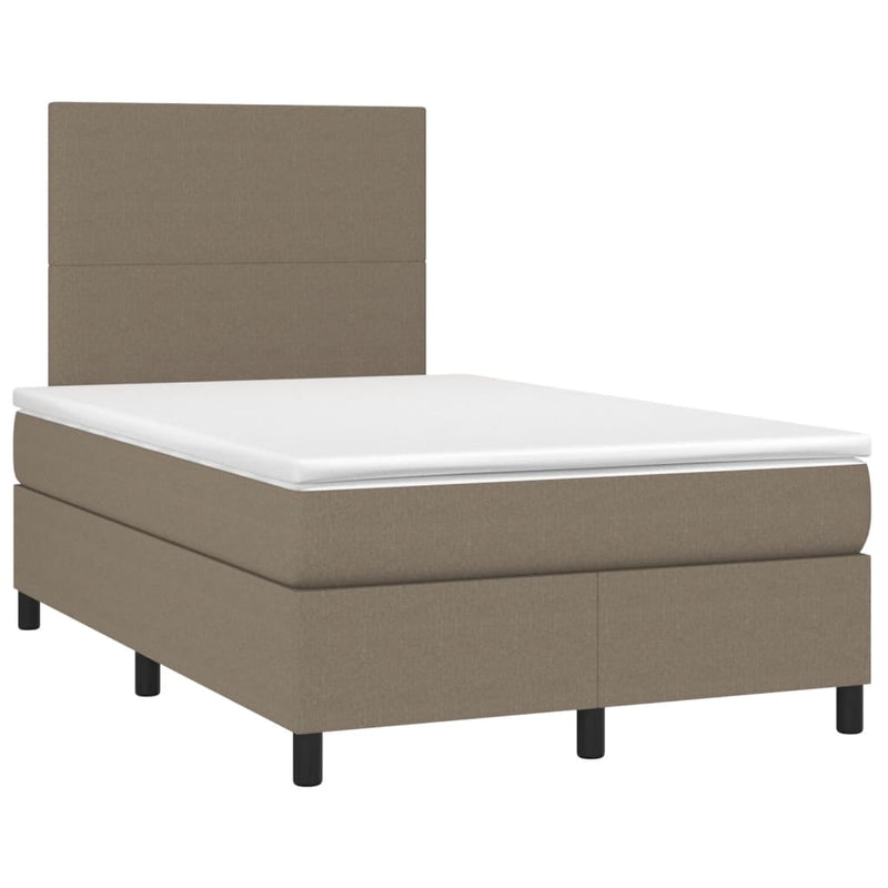 Pat box spring cu saltea, taupe, 120x190 cm material textil