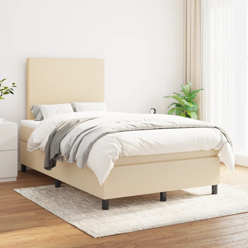 Pat continental cu saltea, crem, 120x190 cm, textil