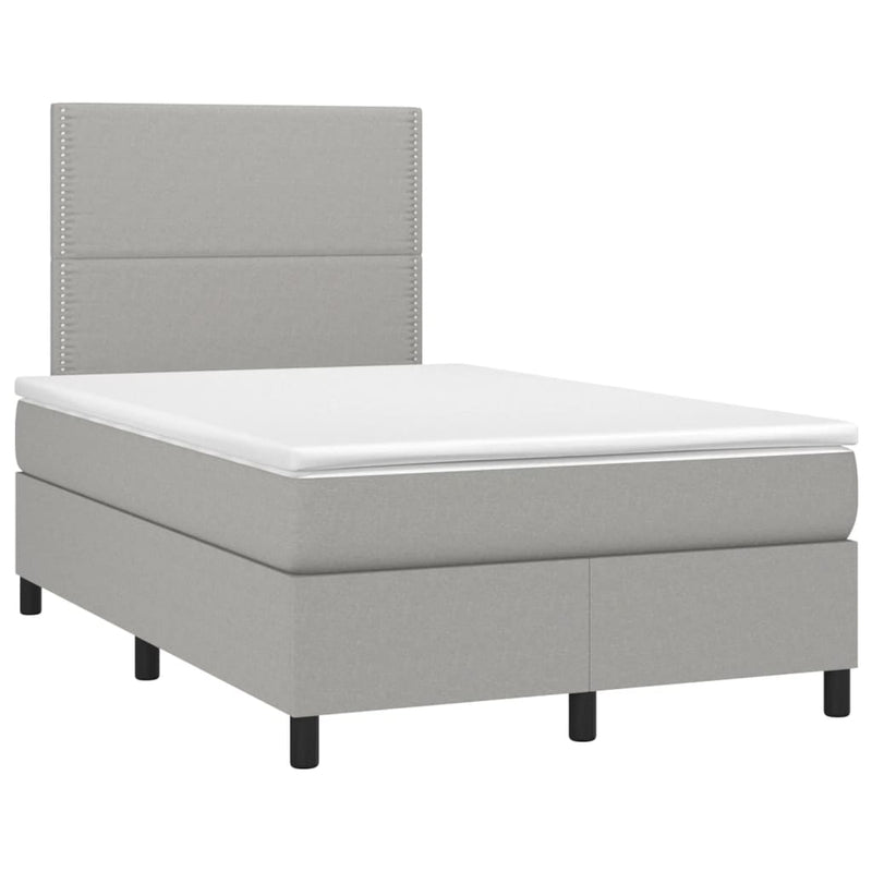 Pat box spring cu saltea, gri deschis, 120x190 cm, textil