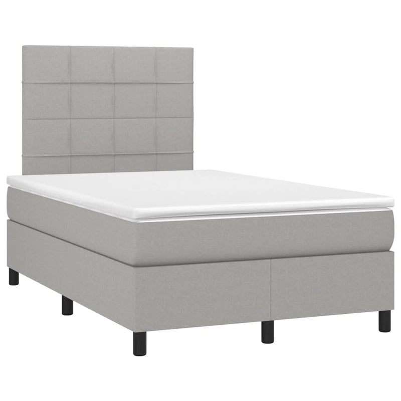 Pat box spring cu saltea, gri deschis, 120x190 cm, textil