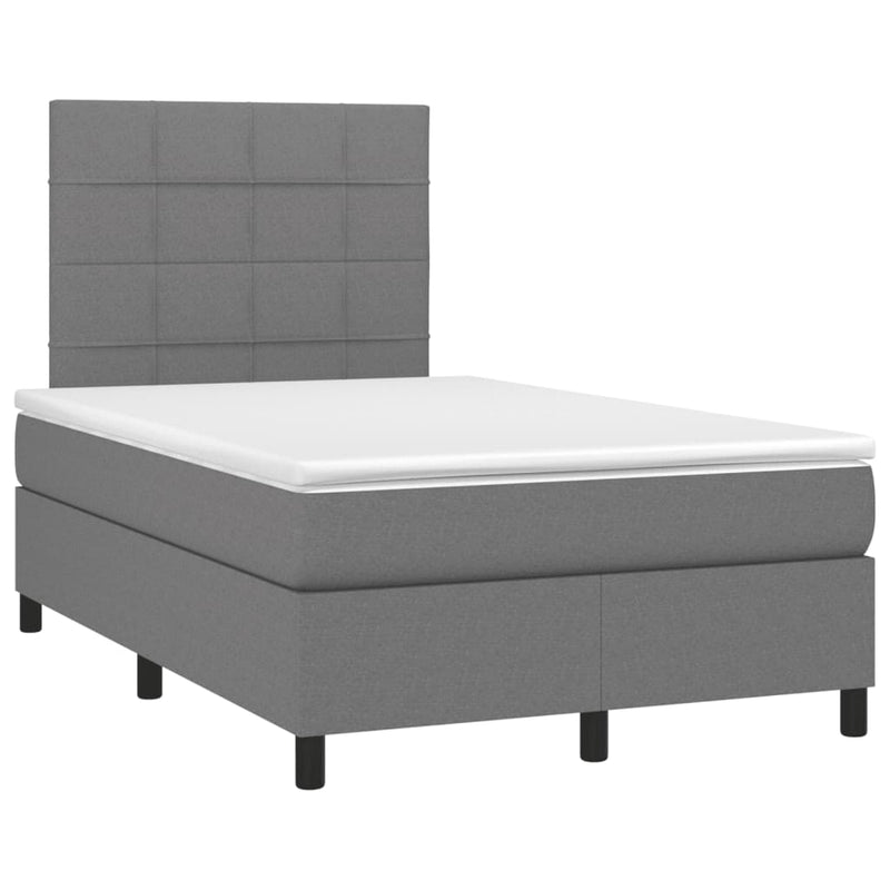 Pat box spring cu saltea, gri închis, 120x190 cm, textil