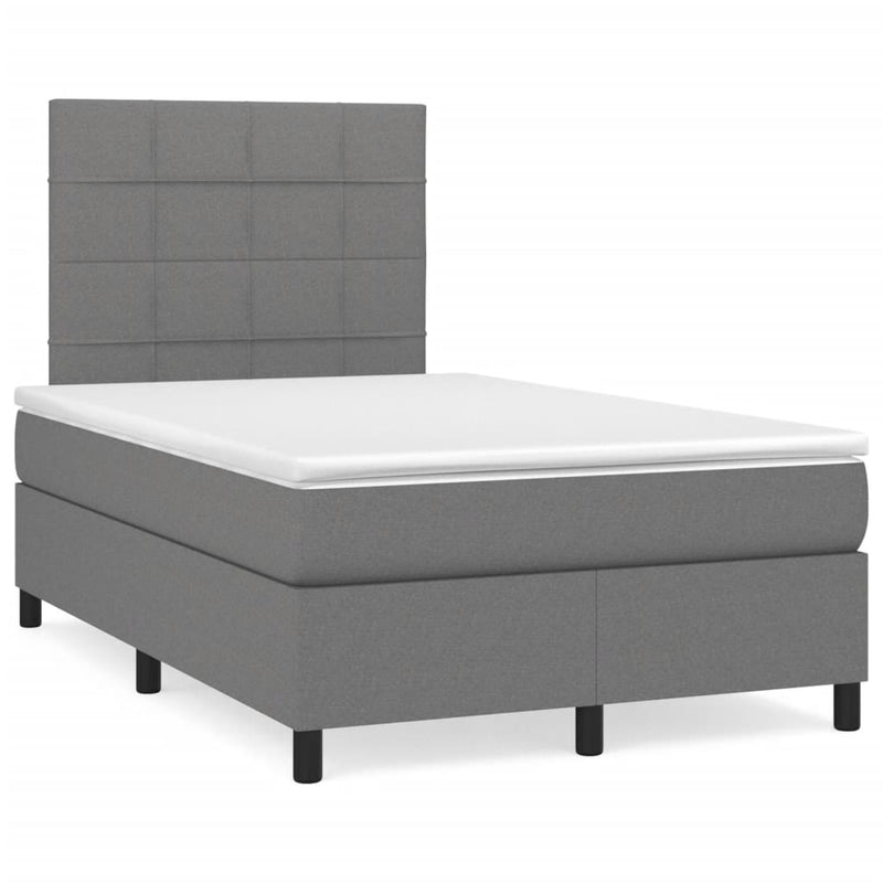 Pat box spring cu saltea, gri închis, 120x190 cm, textil