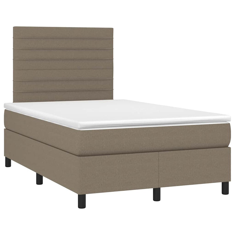 Pat box spring cu saltea, taupe, 120x190 cm material textil