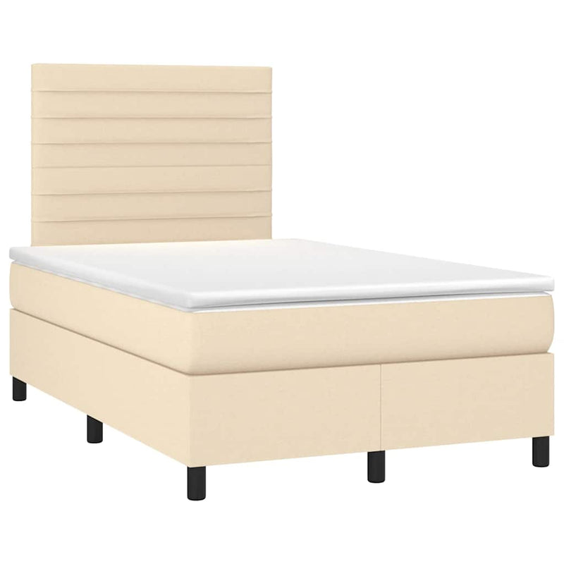Pat continental cu saltea, crem, 120x190 cm, textil