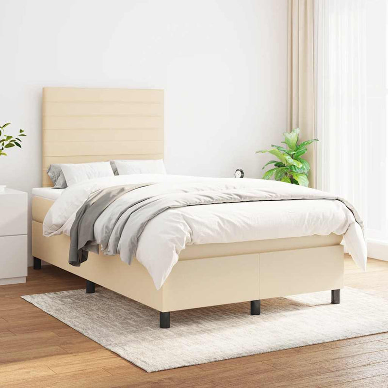 Pat continental cu saltea, crem, 120x190 cm, textil