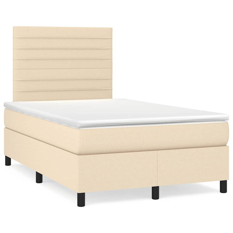 Pat continental cu saltea, crem, 120x190 cm, textil