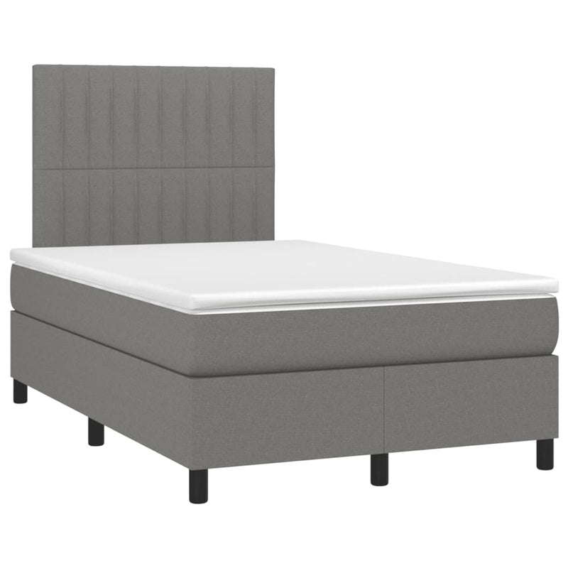 Pat box spring cu saltea, gri închis, 120x190 cm, textil