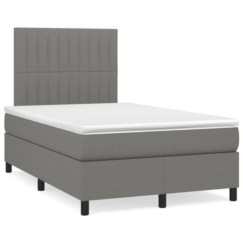 Pat box spring cu saltea, gri închis, 120x190 cm, textil
