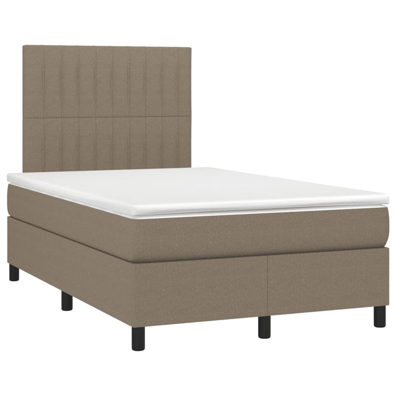 Pat box spring cu saltea, taupe, 120x190 cm material textil
