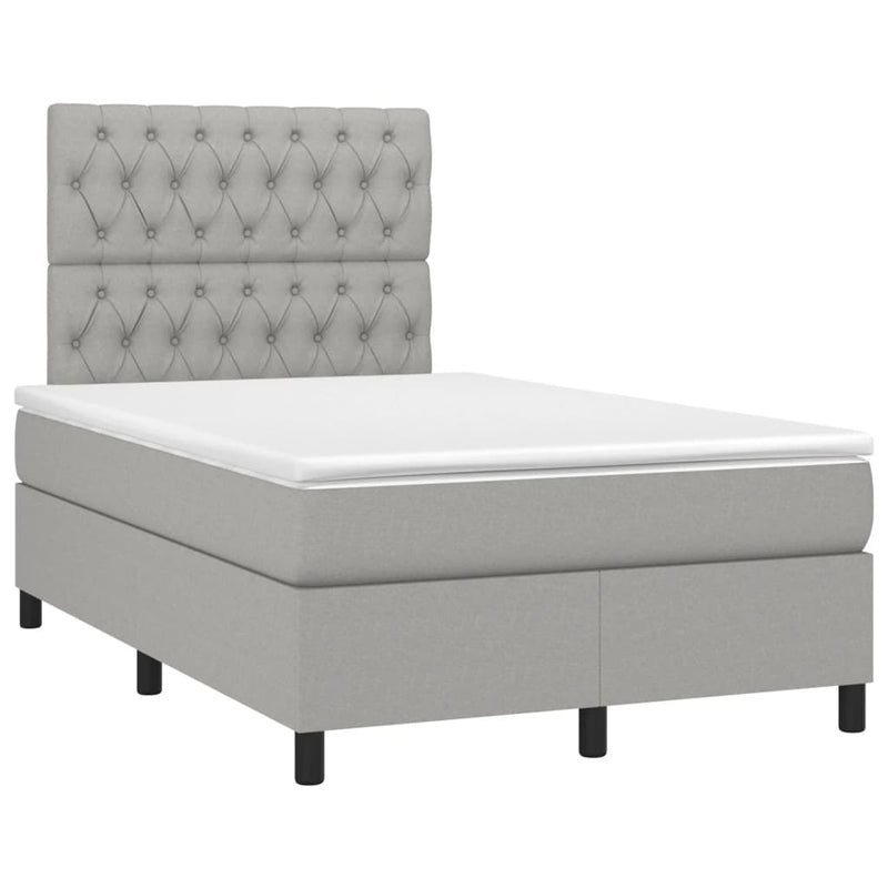 Pat box spring cu saltea, gri deschis, 120x190 cm, textil