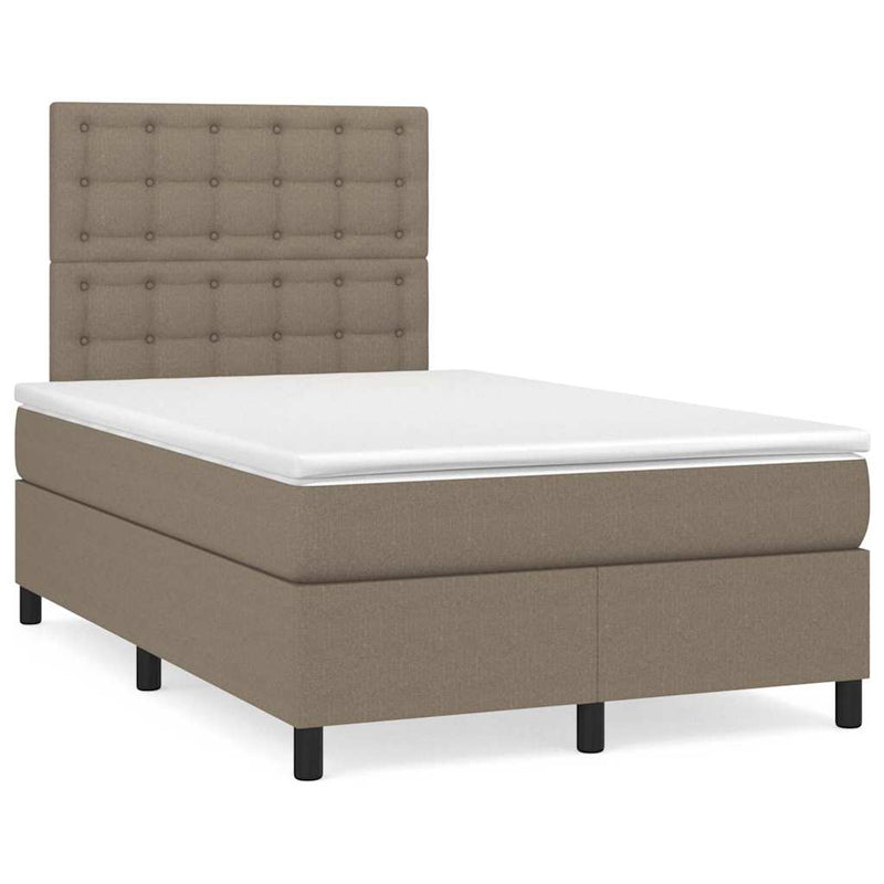 Pat box spring cu saltea, taupe, 120x190 cm material textil