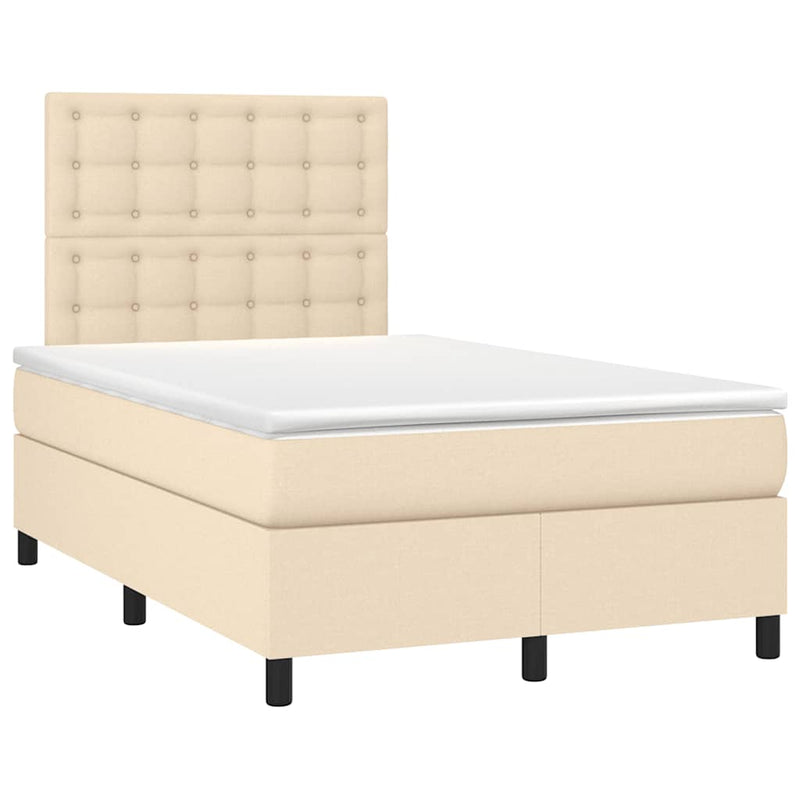 Pat continental cu saltea, crem, 120x190 cm, textil