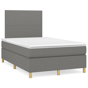 Pat box spring cu saltea, gri închis, 120x190 cm, textil