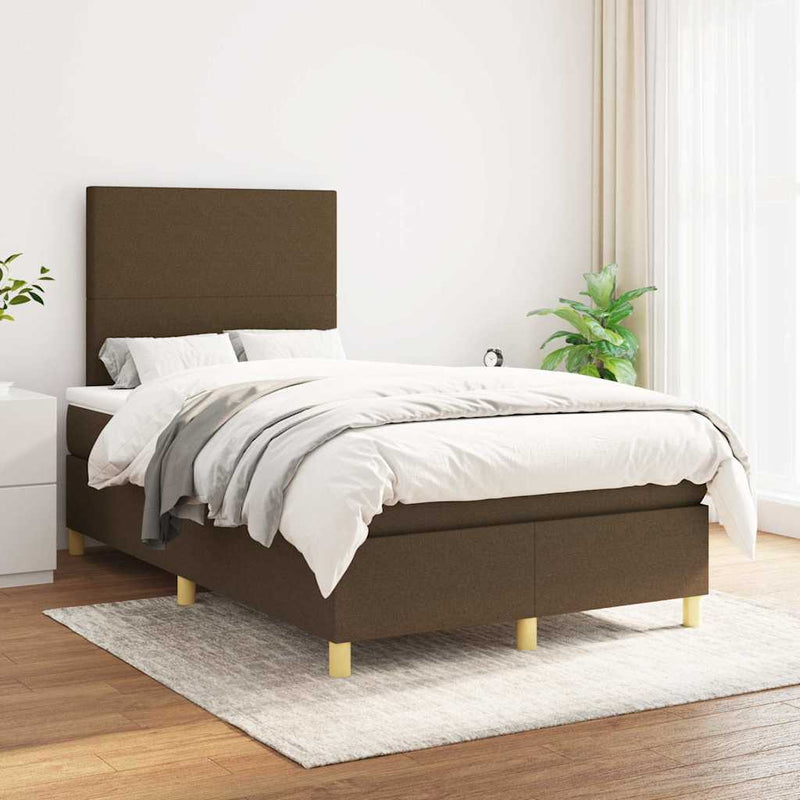 Pat box spring cu saltea, maro închis, 120x190 cm, textil