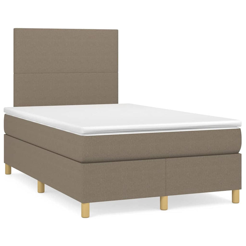 Pat box spring cu saltea, taupe, 120x190 cm material textil