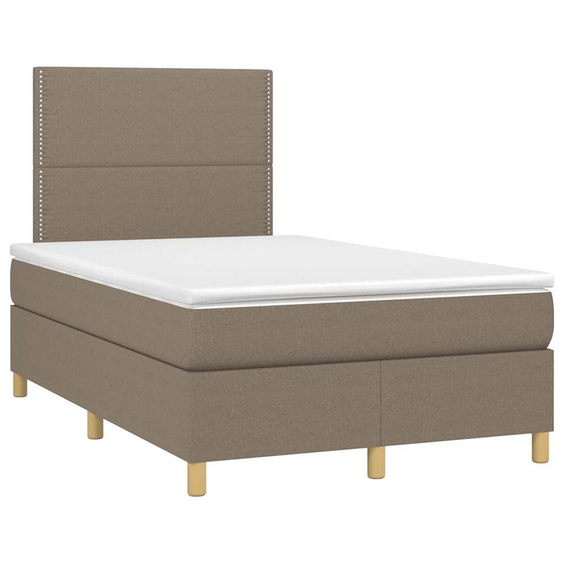Pat box spring cu saltea, taupe, 120x190 cm material textil