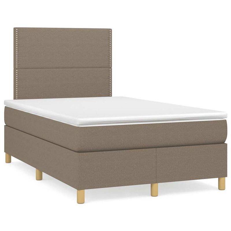 Pat box spring cu saltea, taupe, 120x190 cm material textil