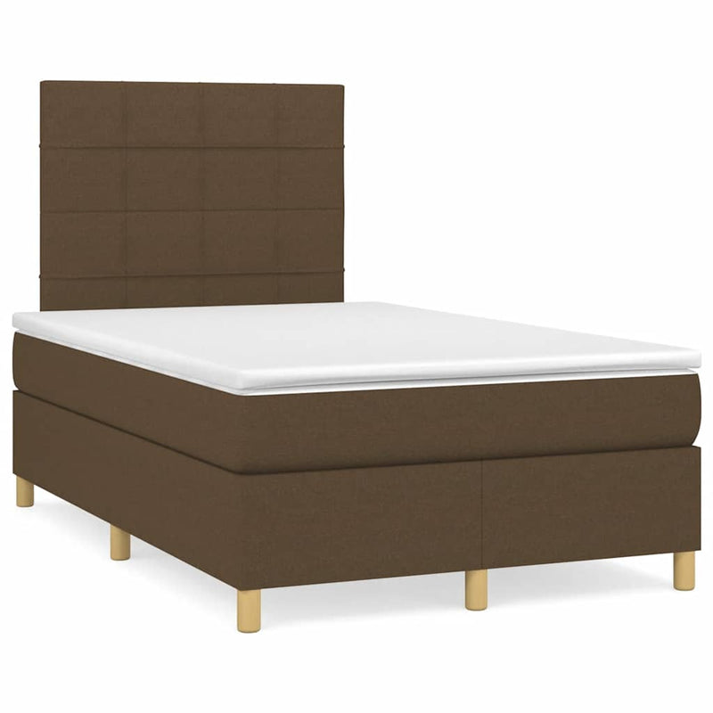 Pat box spring cu saltea, maro închis, 120x190 cm, textil