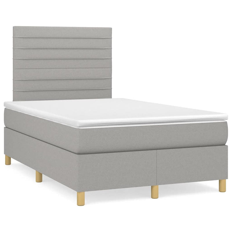 Pat box spring cu saltea, gri deschis, 120x190 cm, textil