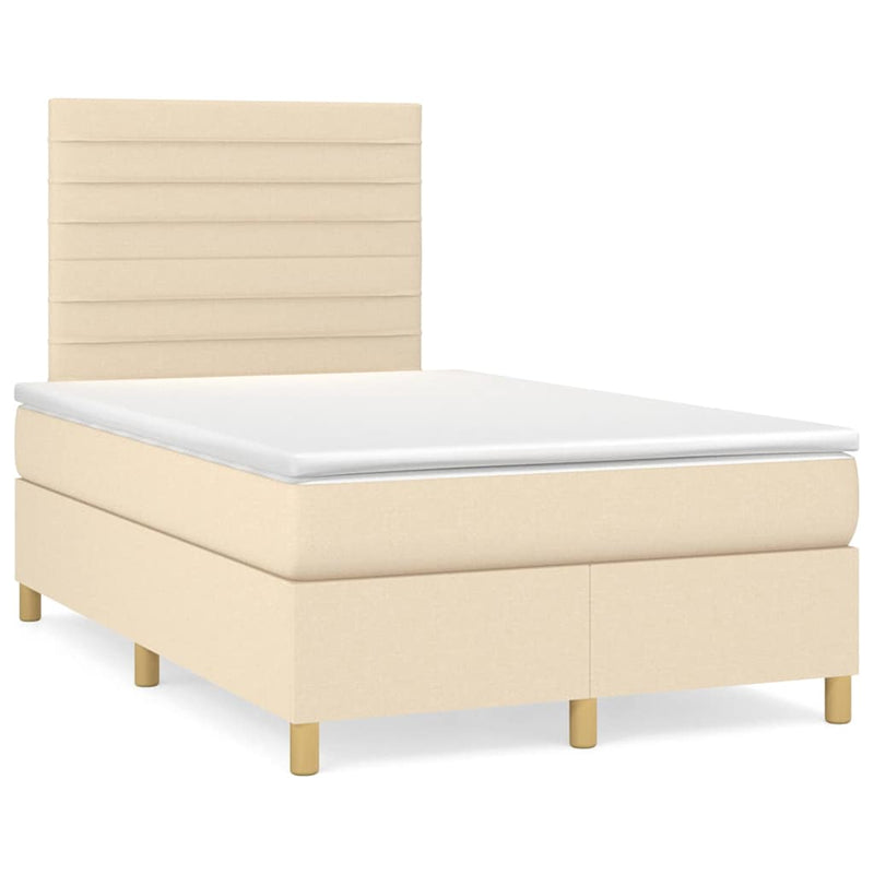 Pat continental cu saltea, crem, 120x190 cm, textil