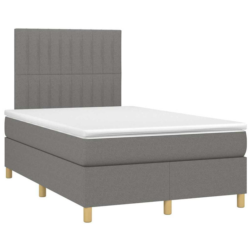 Pat box spring cu saltea, gri închis, 120x190 cm, textil