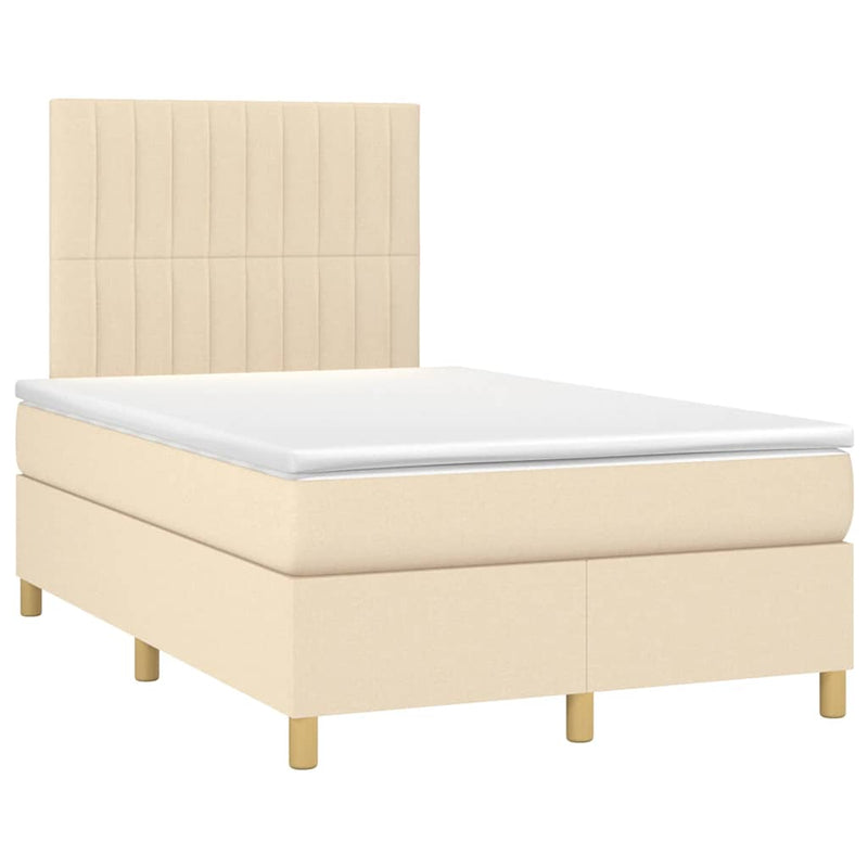 Pat continental cu saltea, crem, 120x190 cm, textil