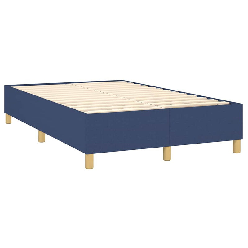 Pat box spring cu saltea, albastru, 120x190 cm, material textil