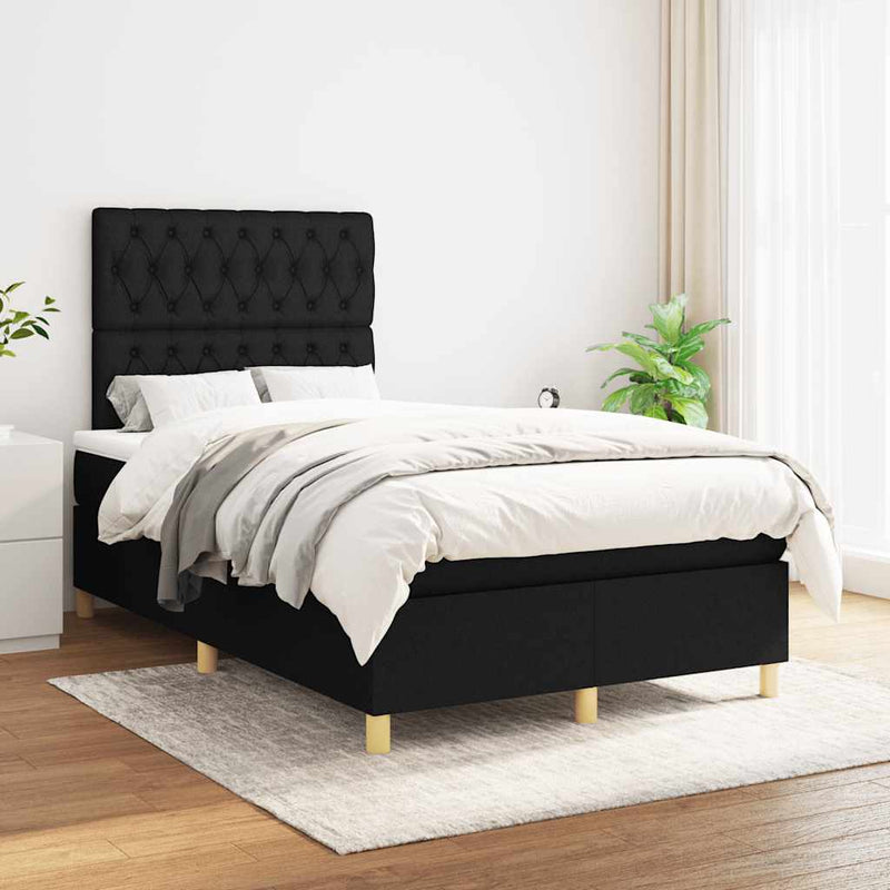 Pat box spring cu saltea, negru, 120x190 cm, catifea