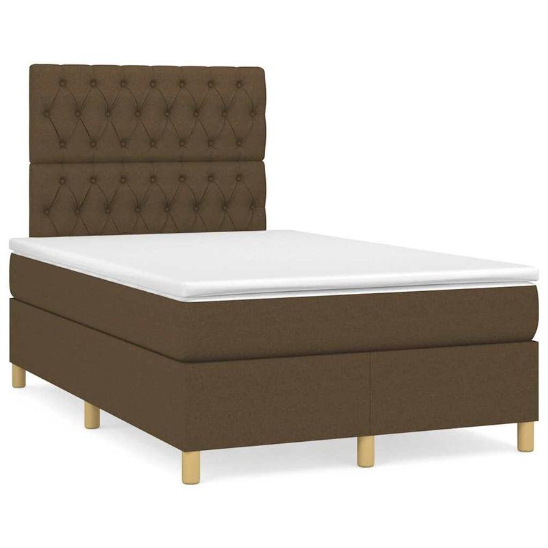 Pat box spring cu saltea, maro închis, 120x190 cm, textil