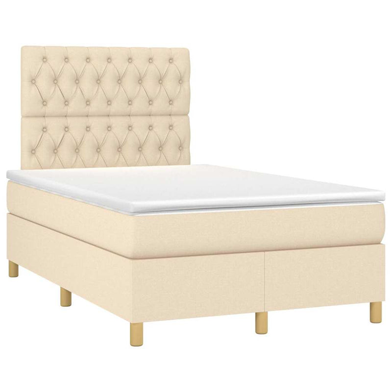 Pat continental cu saltea, crem, 120x190 cm, textil