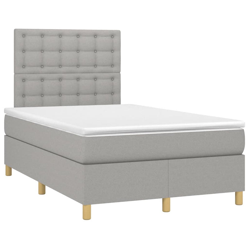 Pat box spring cu saltea, gri deschis, 120x190 cm, textil