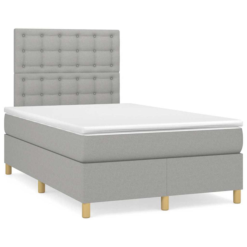 Pat box spring cu saltea, gri deschis, 120x190 cm, textil